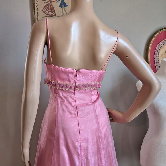 Vintage 90s Blondie Nites Pink Prom Gown Princess Maxi Dress Empire Regency 9 - Picture 5 of 15